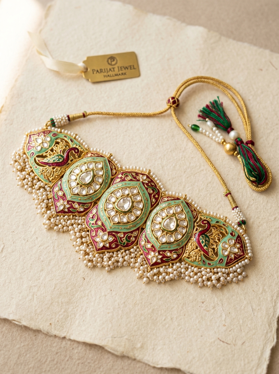 Kundan Choker Necklace - Handcrafted Aarna Jewellery